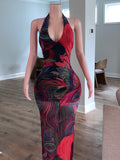 Abstract Halter Dress