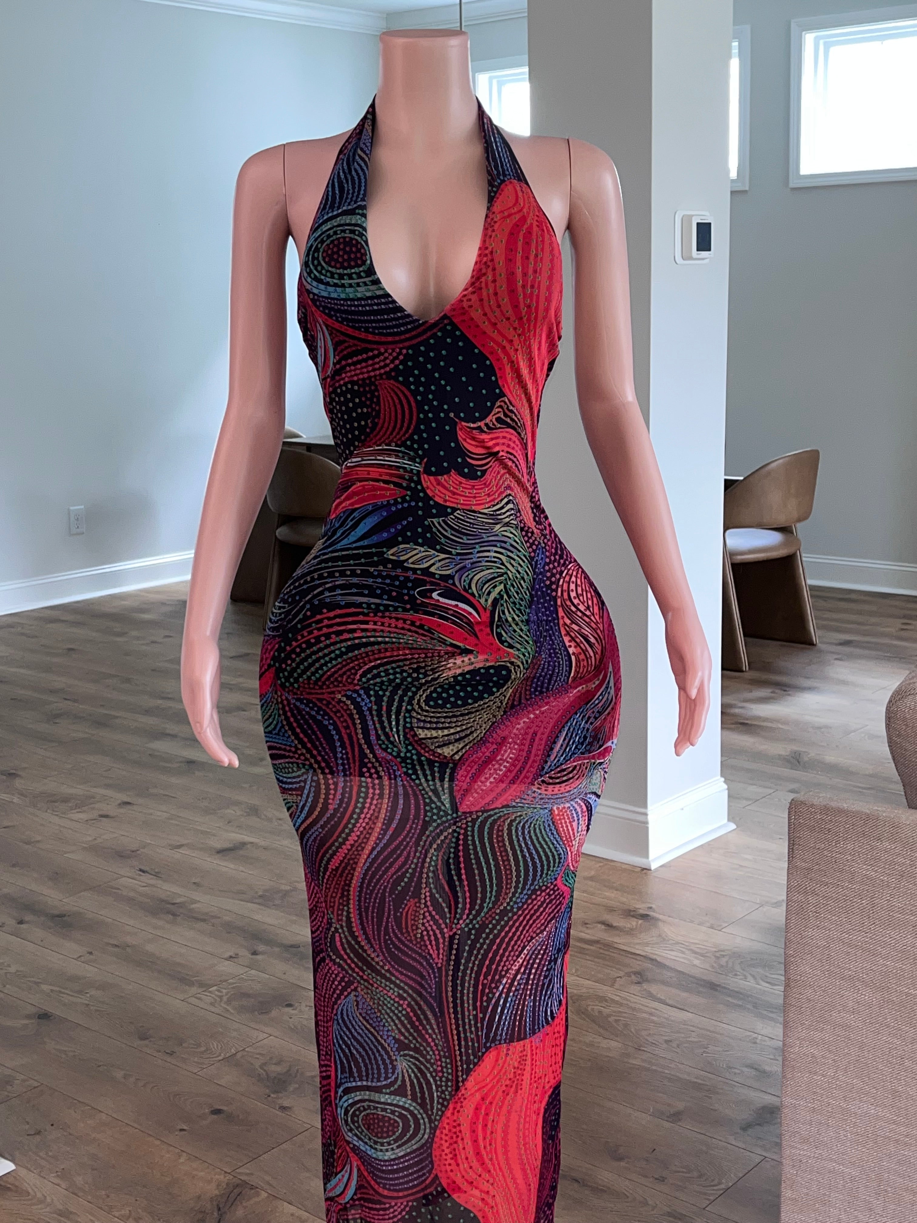 Abstract Halter Dress