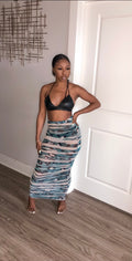 Leopard 2 piece skirt set